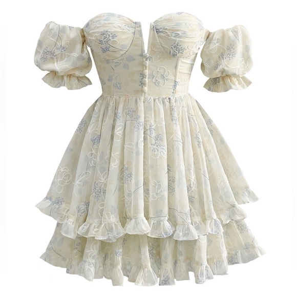 Adeirlina Dresses & Skirts - Romantic Puff Sleeve Tiered Ruffle Dress